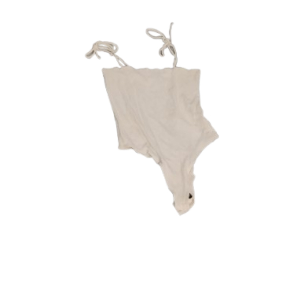 Amuse Society Tie Strap Ribbed White Bodysuit Sz M